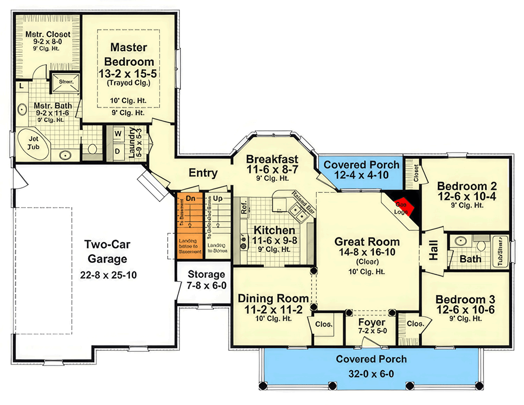 Plan 51284MM: Inviting 3-Bed Farmhouse House Plan with Main Level Master Suite - Floor Plan - Main Level - Country, Farmhouse