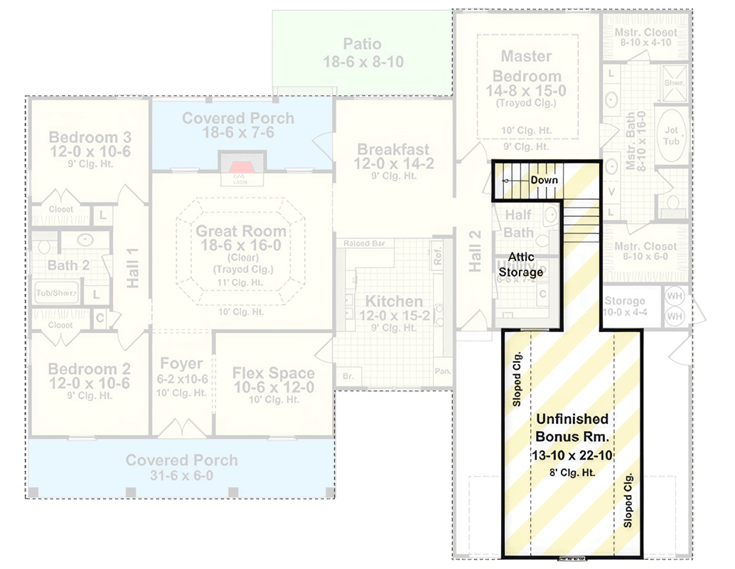 Plan 51286MM: Elegant French Country House Plan with Main Level Master Suite - Floor Plan - 2nd Floor - French Country, Traditional