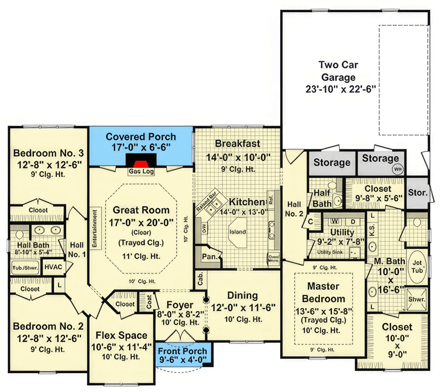 Plan 51288MM: New American House Plan with Flex Room and Closed Concept Floor Plan - Floor Plan - Main Level - Country, New American, Ranch, Traditional