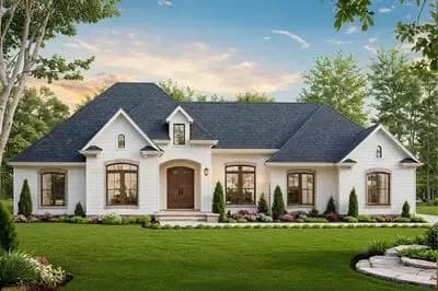 New American House Plan with Flex Room and Closed Concept Floor Plan