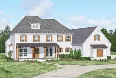 Grand Southern Traditional House Plan with First-Floor Master and Cabana