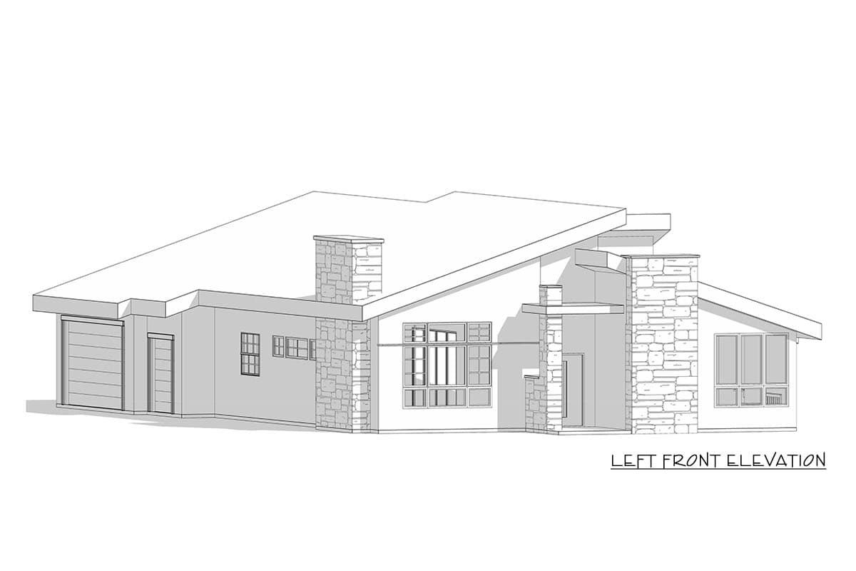 Plan 520035RKY: Modern House Plan with Courtyard, Open-Concept Living and Split Bedrooms - Image #6 - Contemporary, Modern