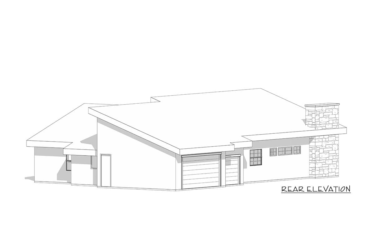 Plan 520035RKY: Modern House Plan with Courtyard, Open-Concept Living and Split Bedrooms - Image #7 - Contemporary, Modern