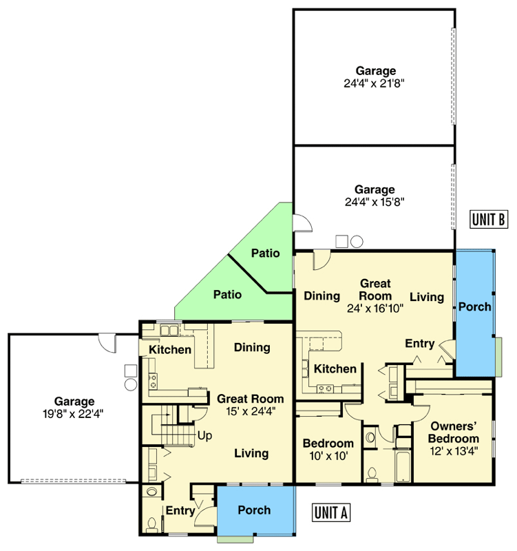 Plan 720144DA: Craftsman House Plan with Dual Living Suites and 5-Car Garage - Floor Plan - Main Level - Craftsman, Traditional