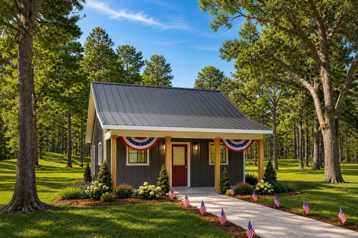 Plan 25071DH: 624 Sq Ft Cottage House Plan with Flexible Office or Bunk Room - Image #14 - Cottage, Country