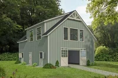 Country Barn House Plan with 1230 Sq Ft, Flex Room and Office