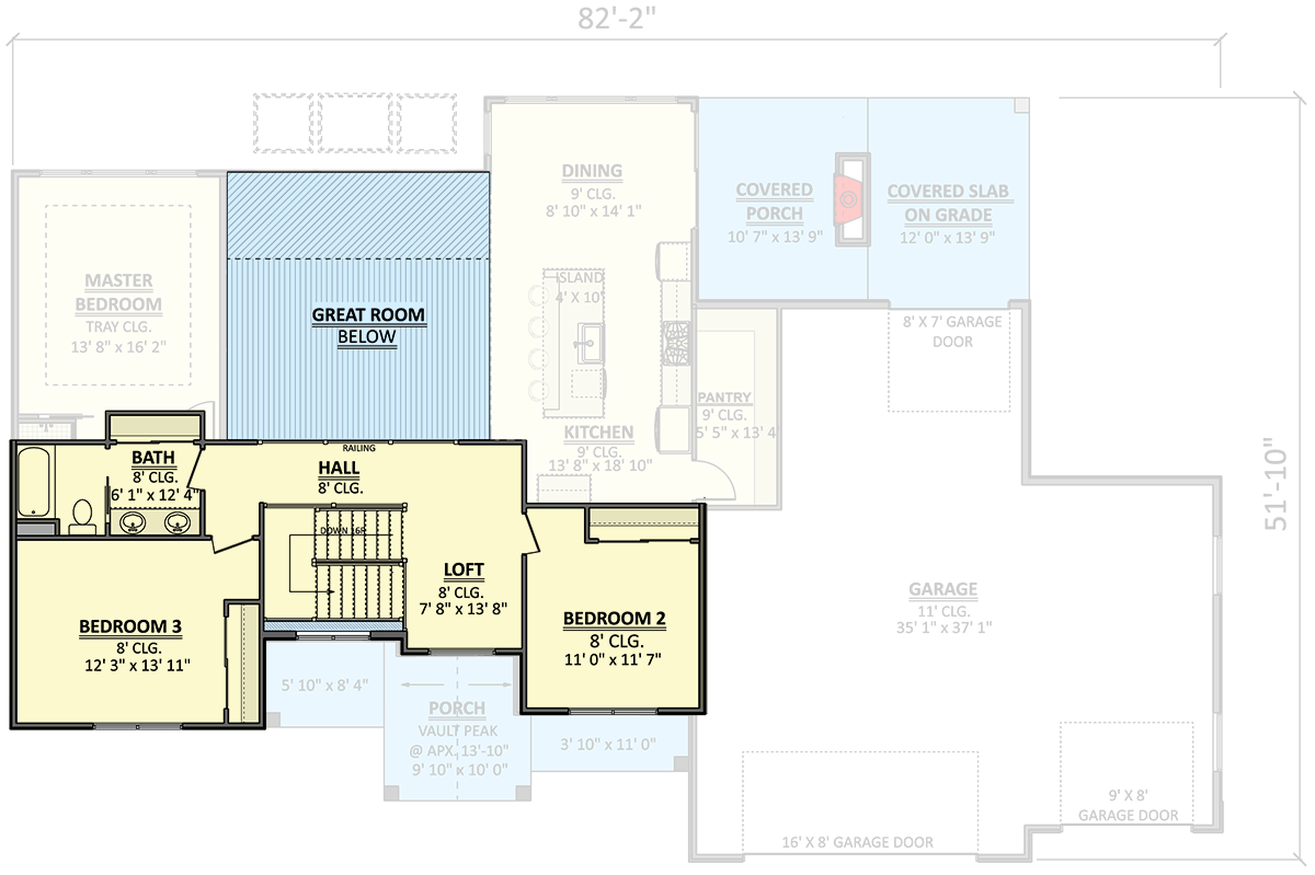 Plan 911063JVD: Stunning Craftsman House Plan: Main Level Master, 2-Story Great Room and 3-Car Garage - Floor Plan - 2nd Floor - Craftsman, New American, Traditional