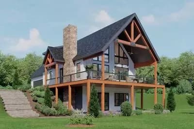 Mountain House Plan with Main Level Master and Vaulted Great Room