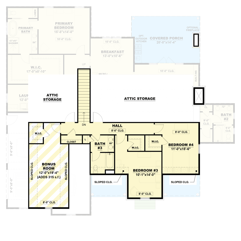 Plan 810051RBT: Four-Bed New American House Plan with Main Level Master Suite - Floor Plan - 2nd Floor - Cottage, Country, New American, Southern, Traditional