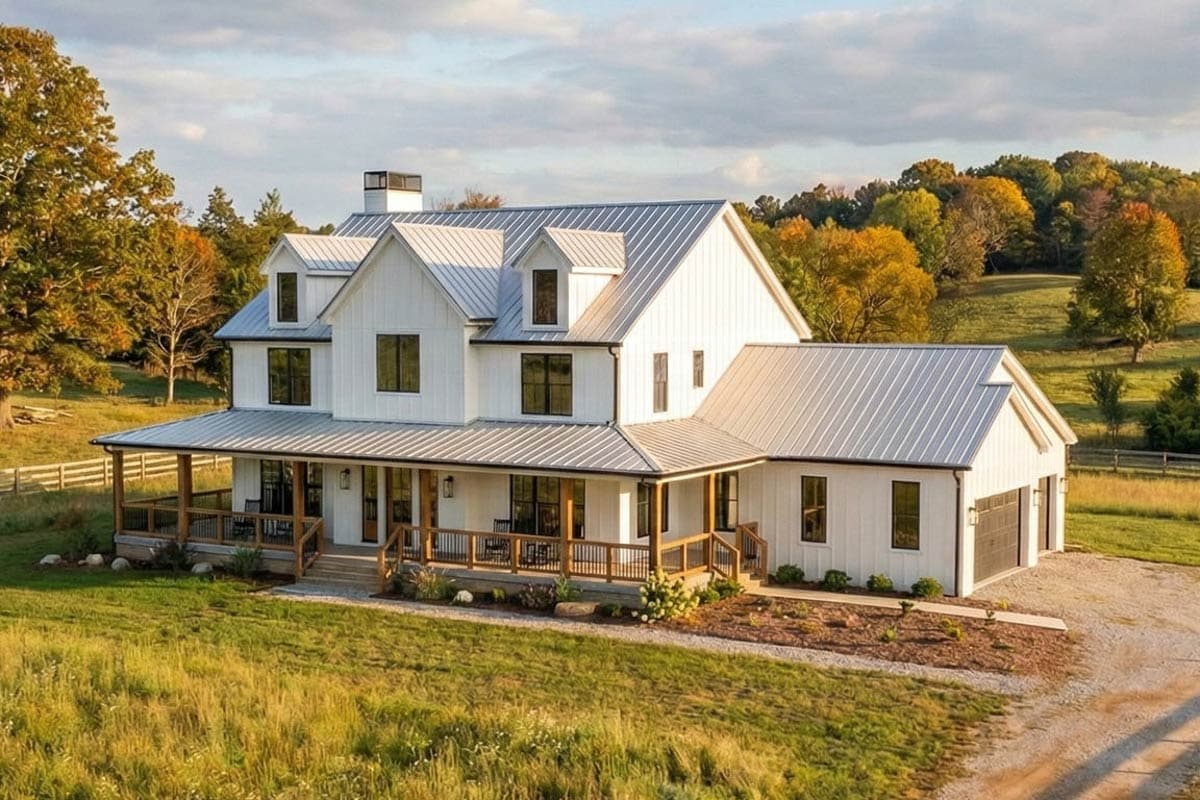 Plan 623553DJ: Elegant Modern Farmhouse House Plan with Wrap-Around Porch and Loft - Virtual Tour Cover Image - Farmhouse, Modern Farmhouse