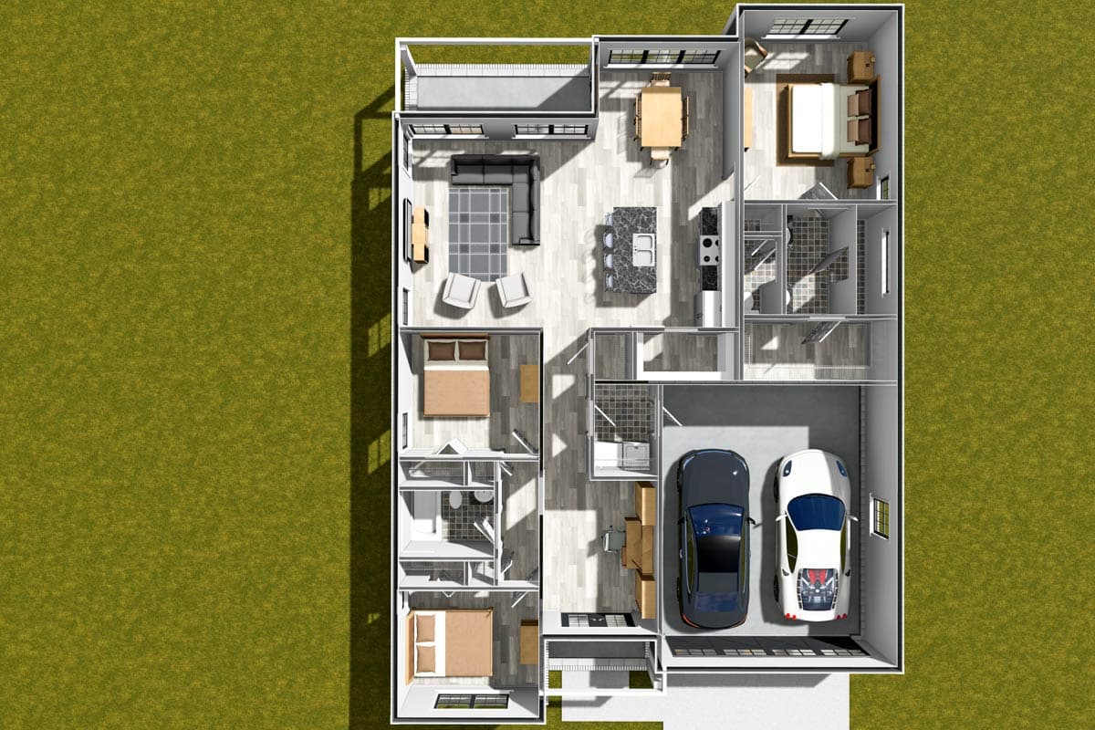 Plan 52474WM: Contemporary 3-Bedroom House Plan with Split Layout and Study - Image #8 - Contemporary, Modern, Prairie
