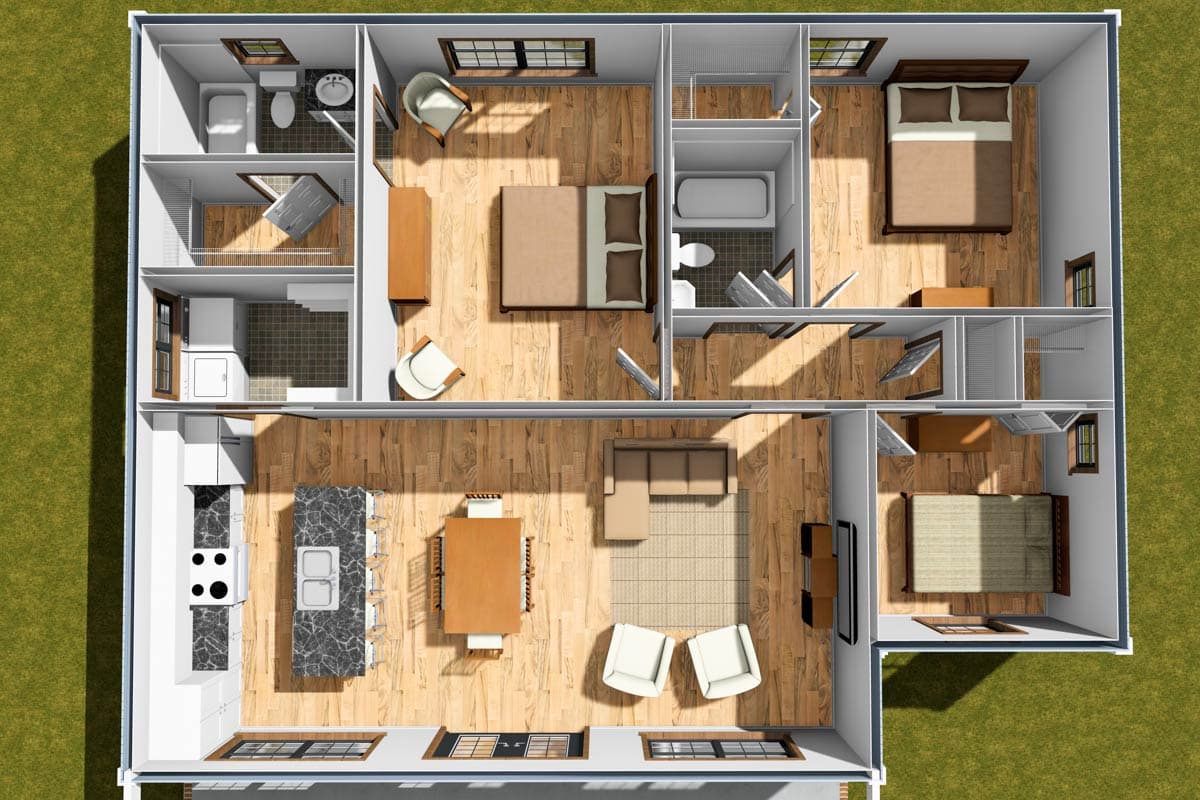 Plan 52475WM: Cottage House Plan with Open and Vaulted Living Space - Image #8 - Cottage, Traditional