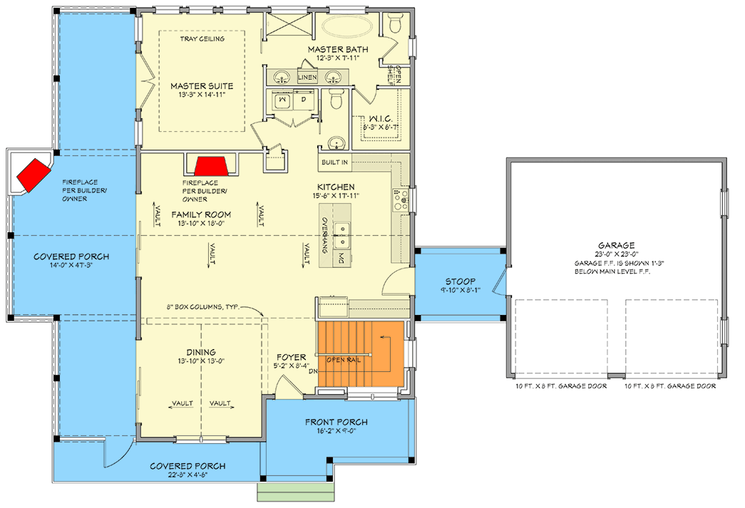 Plan 800003GDP: Luxurious Modern Farmhouse House Plan with Walkout Basement and Dual Porches - Floor Plan - Main Level - Farmhouse, Modern Farmhouse, New American