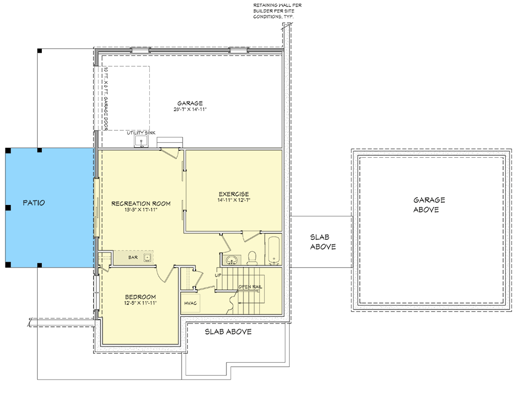 Plan 800003GDP: Luxurious Modern Farmhouse House Plan with Walkout Basement and Dual Porches - Floor Plan - Lower Level - Farmhouse, Modern Farmhouse, New American