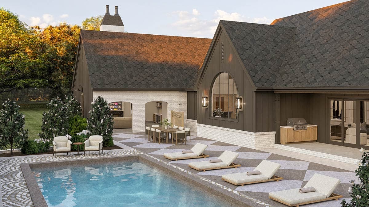 Plan 623554DJ: Luxury Transitional Contemporary Plan with Pool House and Bonus Room - Image #7 - Contemporary, Transitional