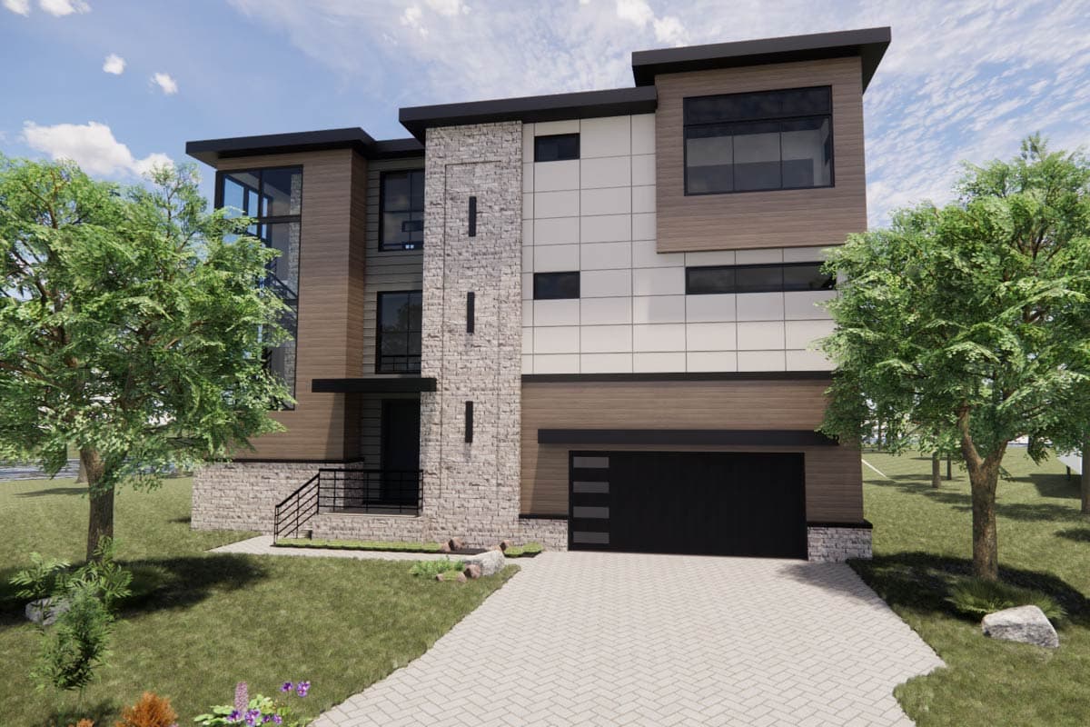 Plan 30095RT: Contemporary House Plan: 3 Beds, Elevator, Pool, Media - Image #8 - Contemporary