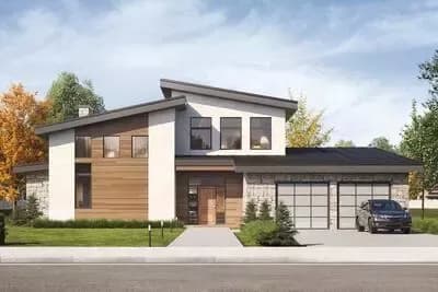 Modern 3-Bedroom House Plan with Two-Story Great Room