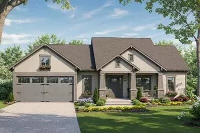Inviting Craftsman Ranch House Plan with Split Bedrooms and Master Suite