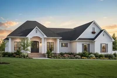 Elegant Modern Farmhouse House Plan with Split Bedrooms and Bonus