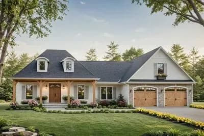 Farmhouse Plan with 3 Beds, Open Living and a Flex Room