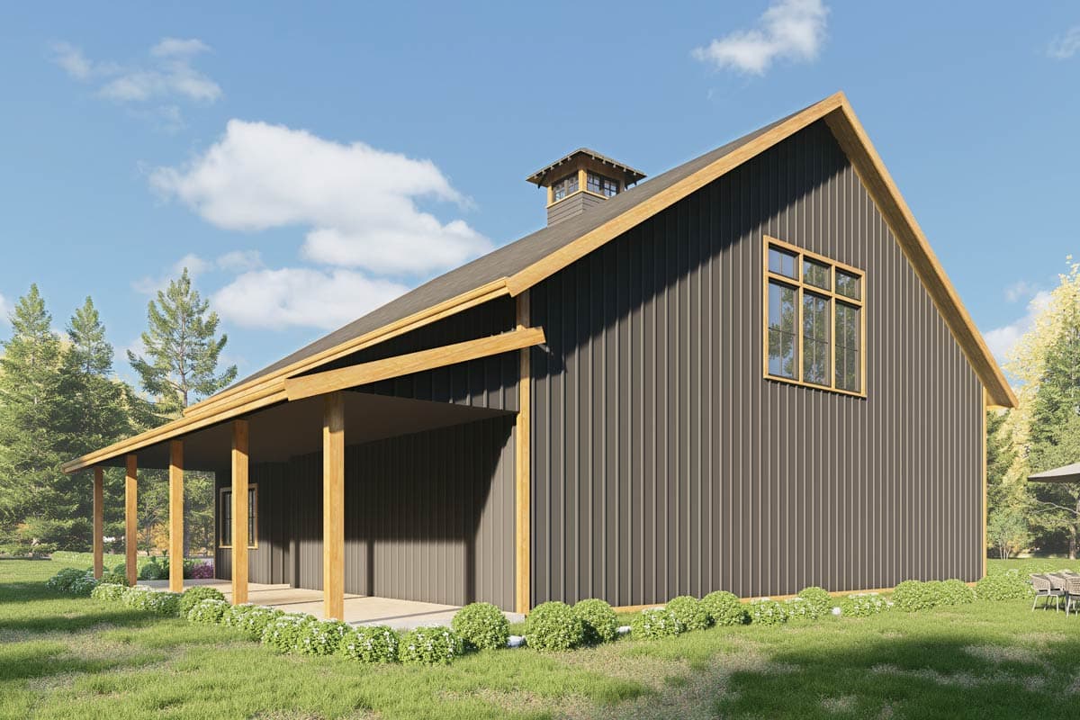 Plan 280248JWD: Modern Barndominium Plan with Indoor Sports Court and Vaulted Loft - Image #5 - Barndominium