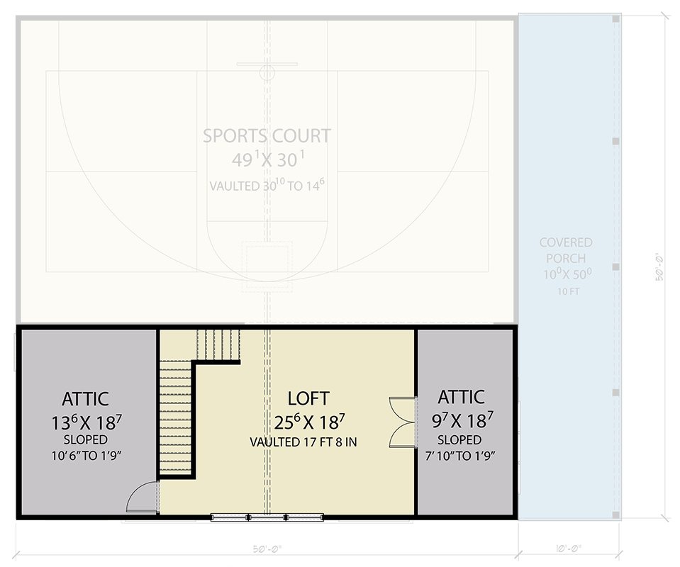 Plan 280248JWD: Modern Barndominium Plan with Indoor Sports Court and Vaulted Loft - Floor Plan - 2nd Floor - Barndominium