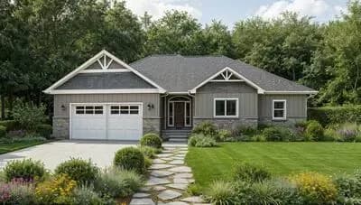 Traditional Ranch House Plan with 5 Beds, Game Room, and Main Level Master