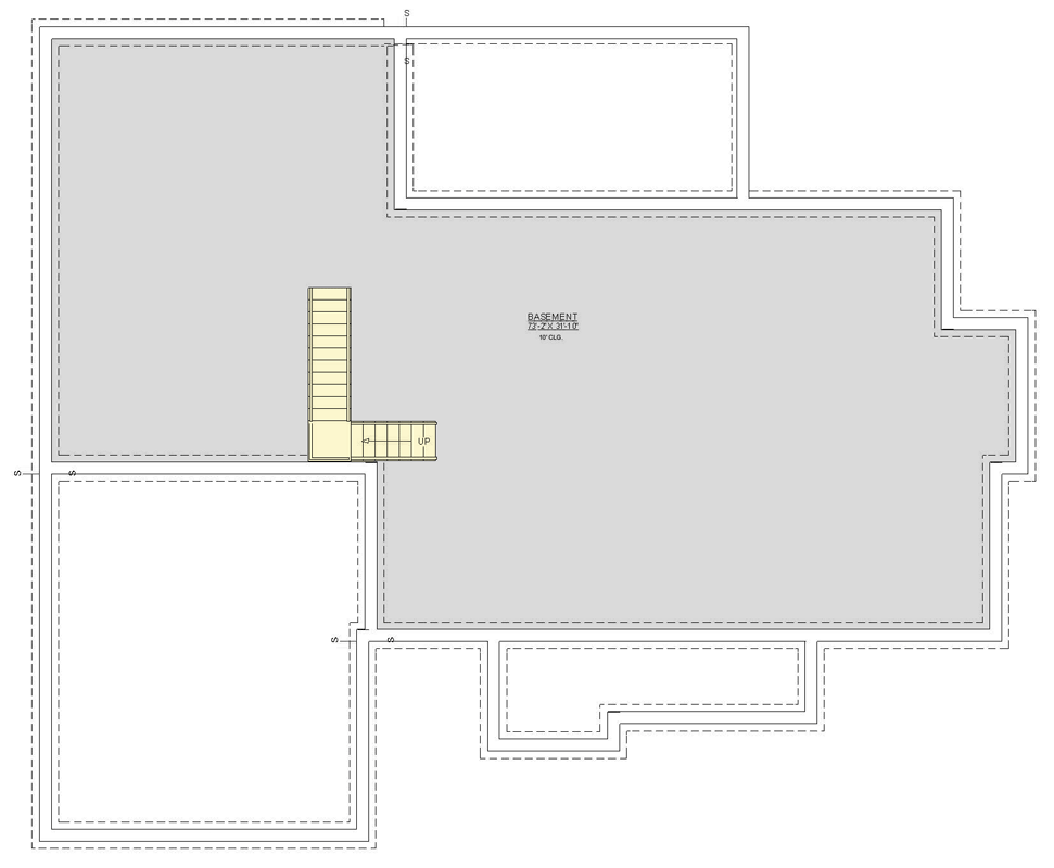 Plan 744519ABR: Four-Bedroom European House Plan with Office and Outdoor Kitchen - Floor Plan - Unfinished Basement Level - European, French Country, Traditional, Transitional