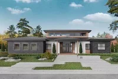 Modern Mid-Century 3-Bed House Plan with Open Living & Study Loft