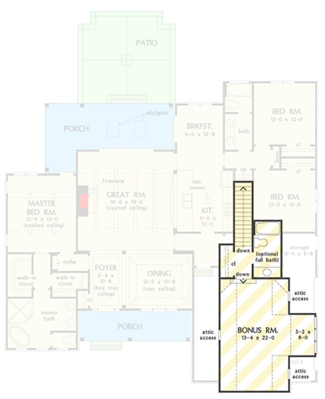 Plan 444435GDN: Elegant Stone Modern Farmhouse House Plan with Split Bedrooms and Bonus - Floor Plan - 2nd Floor - Craftsman, Farmhouse, Modern Farmhouse, New American