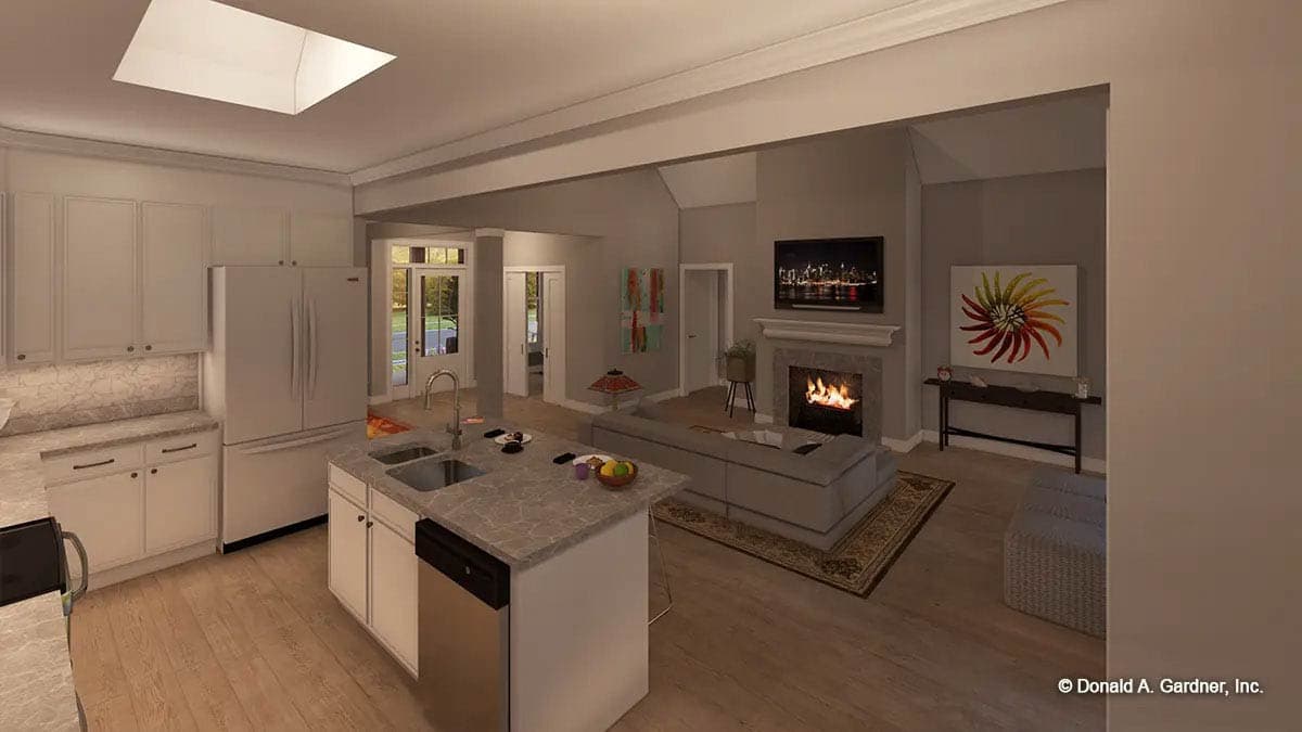 Plan 444436GDN: Modern Farmhouse House Plan: Split Beds, Two-Story Great Room, Front Porch - Image #5 - Modern Farmhouse, New American