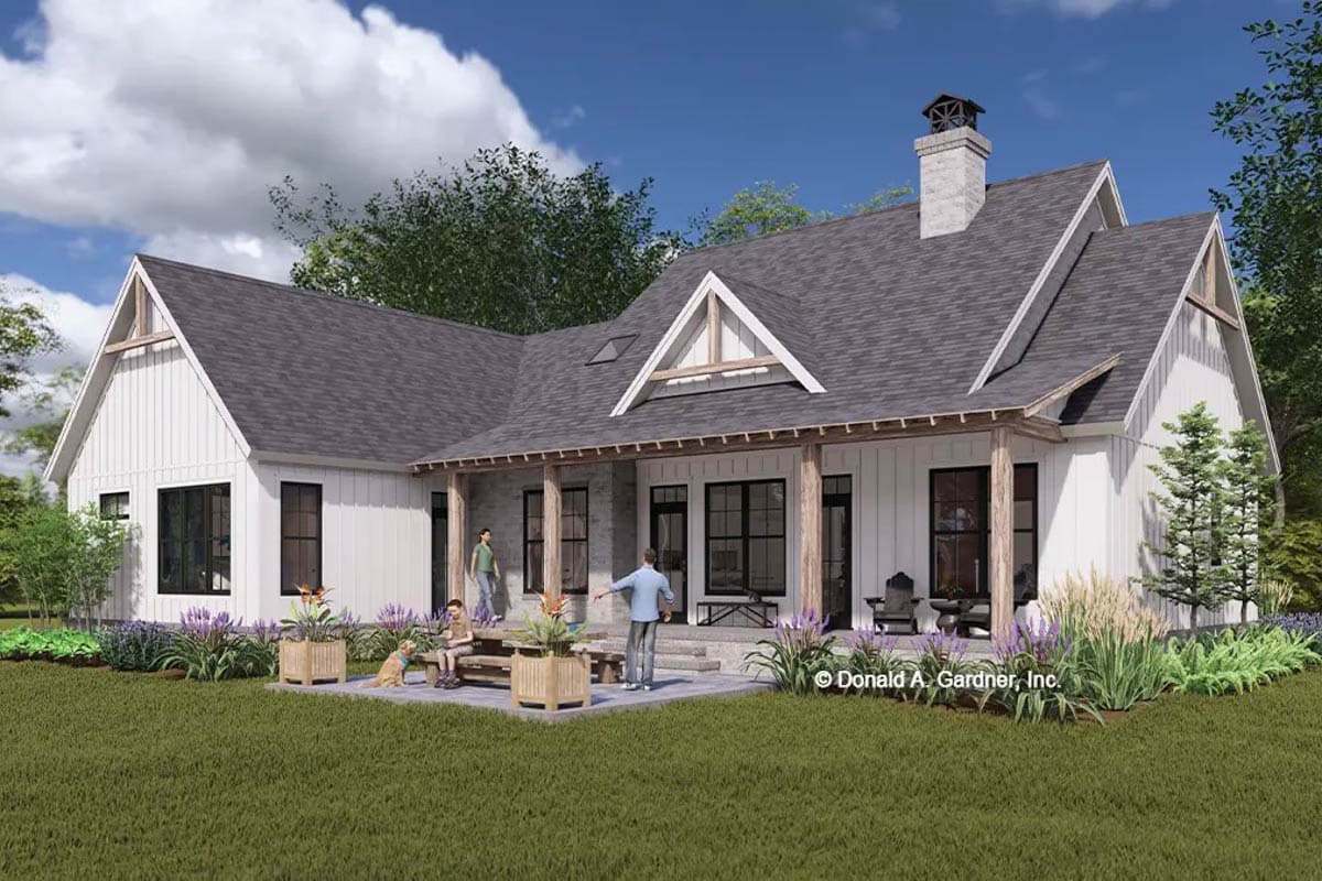 Plan 444436GDN: Modern Farmhouse House Plan: Split Beds, Two-Story Great Room, Front Porch - Image #7 - Modern Farmhouse, New American