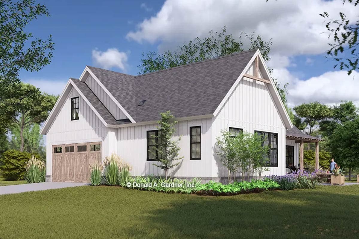 Plan 444436GDN: Modern Farmhouse House Plan: Split Beds, Two-Story Great Room, Front Porch - Image #6 - Modern Farmhouse, New American
