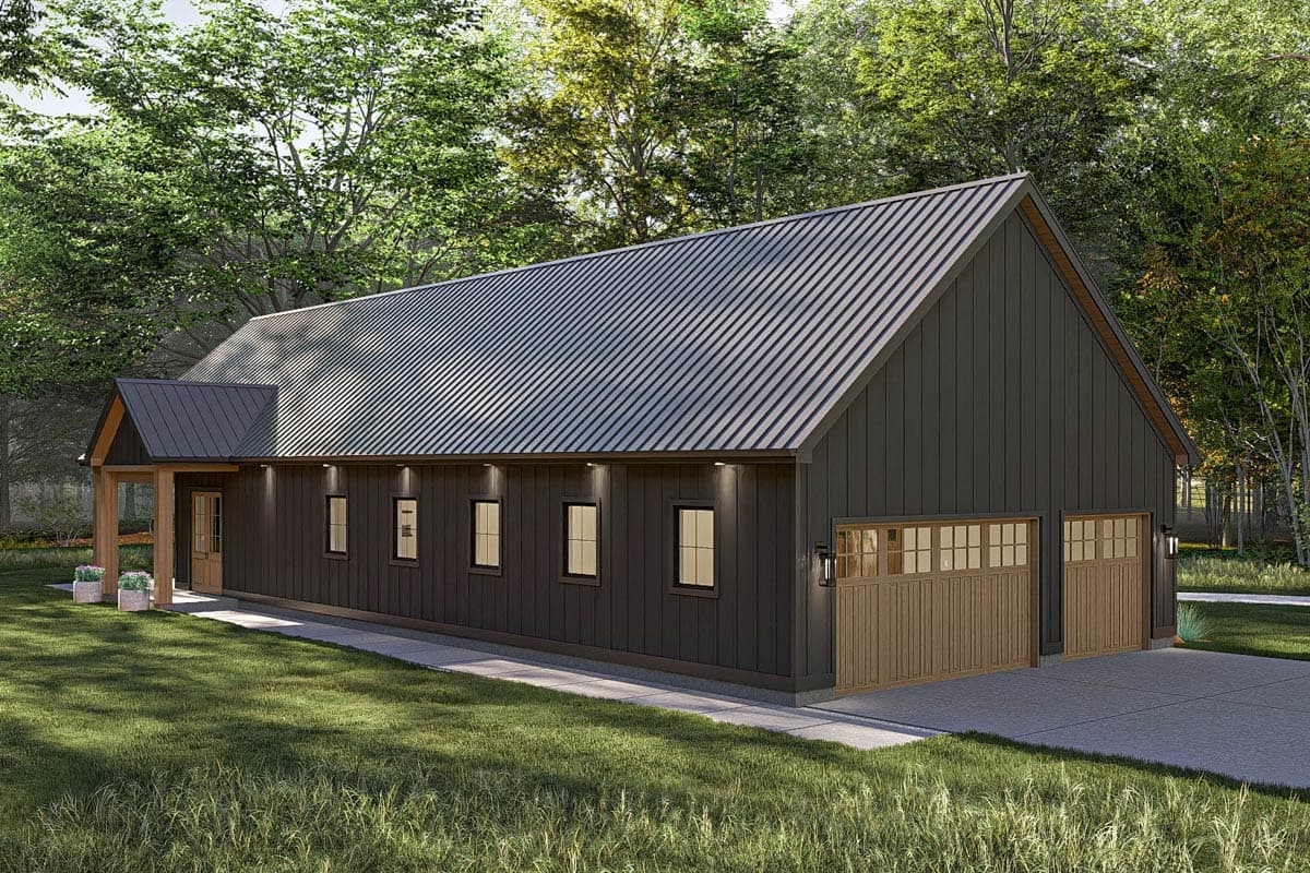 Plan 623557DJ: Modern Barndominium House Plan with Expansive Covered Patio and 3-Car Garage - Image #8 - Barndominium, Country, Modern Farmhouse