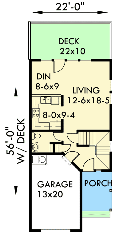 Plan 38010LB: Duplex House Plan with Walkout Basement - Floor Plan - Main Level