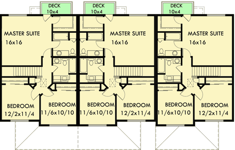 Plan 38013LB: Narrow Row House with Open Living Area - Floor Plan - 2nd Floor
