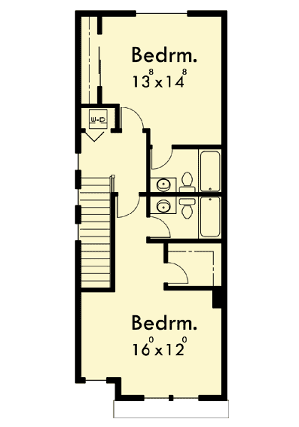 Plan 38018LB: 17' Wide Duplex with Rear Load Garage - Floor Plan - 2nd Floor