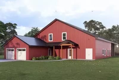 Modern 4-Bedroom Barndominium House Plan with Loft and Outdoor Kitchen