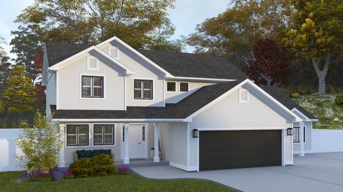 Plan 61665UT: Traditional 4-Bed House Plan with Attached Apartment and Upstairs Master Suite - Image #5 - Traditional
