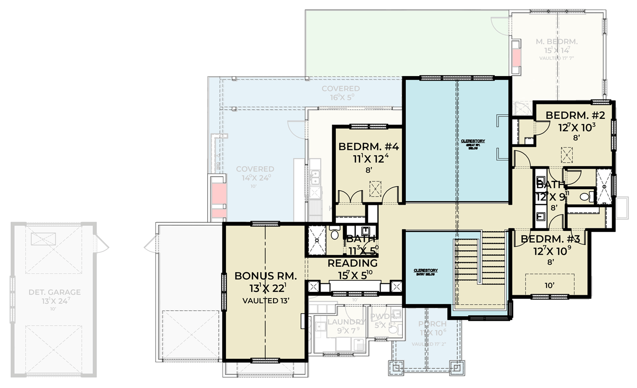 Plan 280249JWD: Northwest Cabin House Plan with First-Floor Master and Bonus Room - Floor Plan - 2nd Floor - Mountain, New American, Northwest