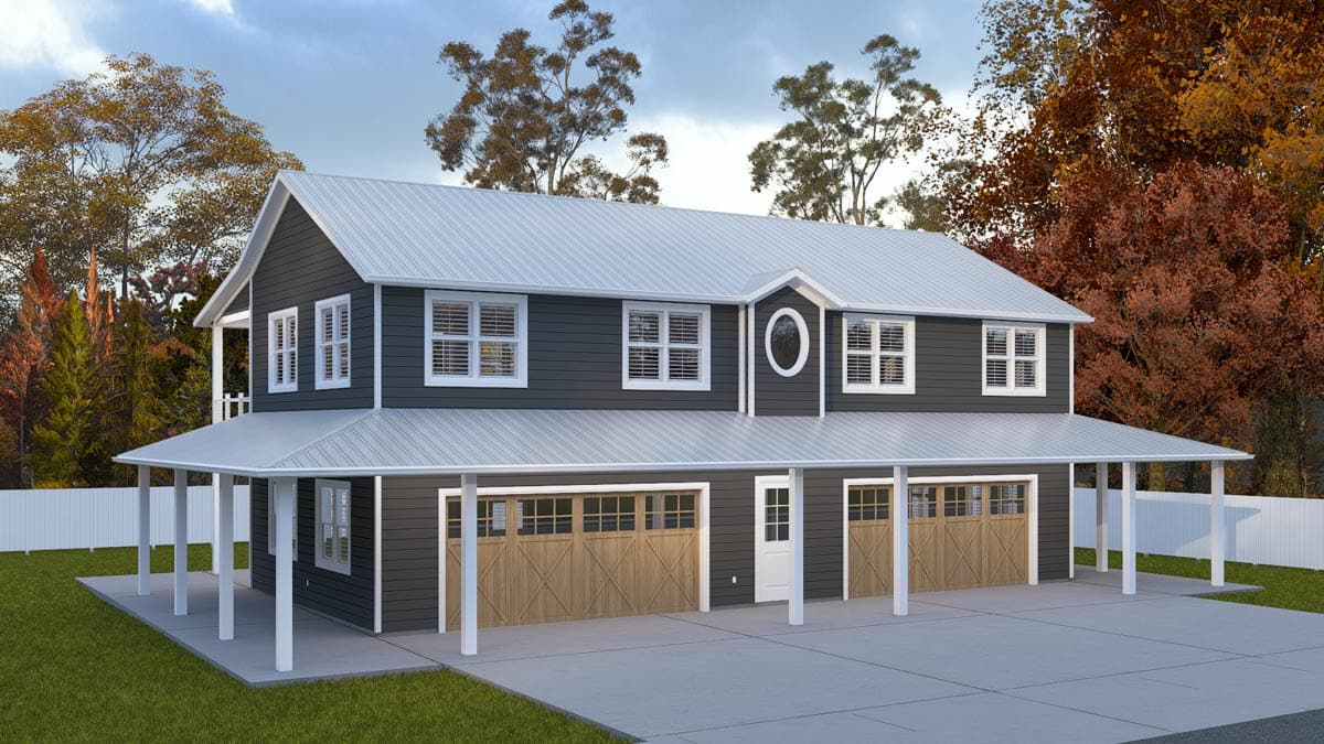 Plan 61666UT: Carriage House Plan with 4-Car Garage and Wrap-Around Porch - Image #6 - Carriage