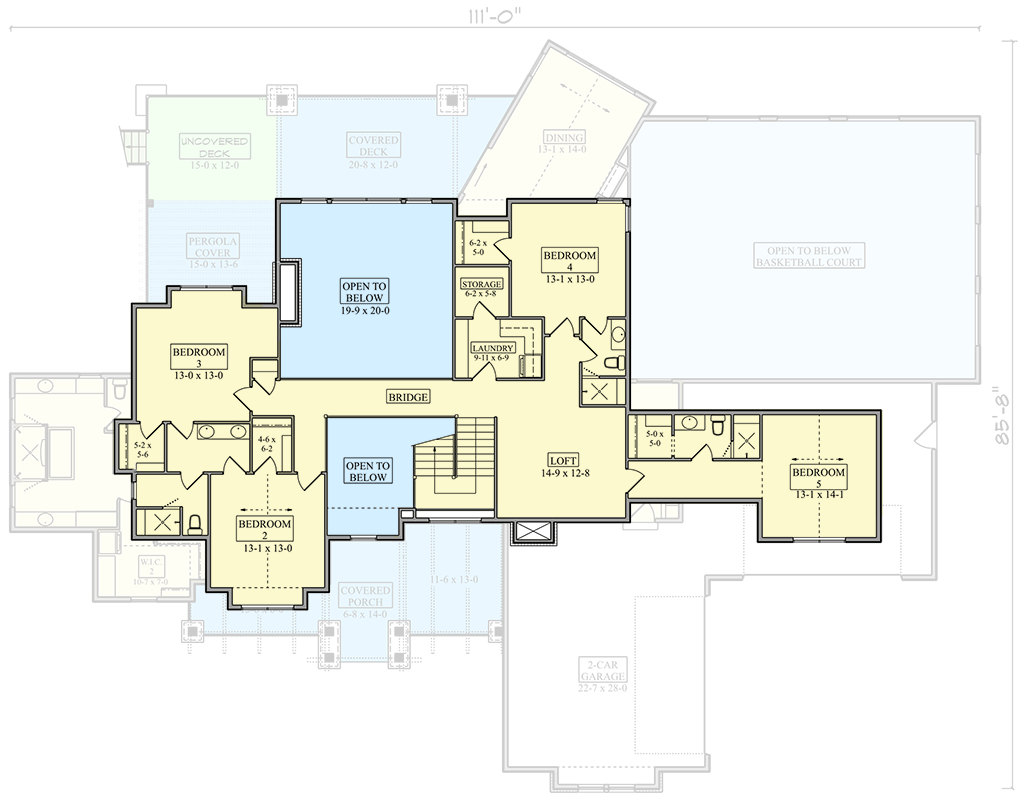 Plan 95319RW: Luxurious 5-Bed Farmhouse House Plan with Two-Story Great Room and 4-Car Garage - Floor Plan - 2nd Floor - Farmhouse, Mountain, New American