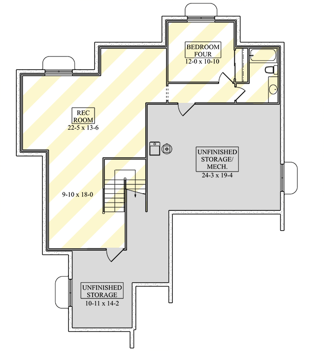 Plan 95326RW: Mountain Ranch House Plan with Open Living and Optional Lower Level - Floor Plan - Optional Lower Level - Mountain, Ranch