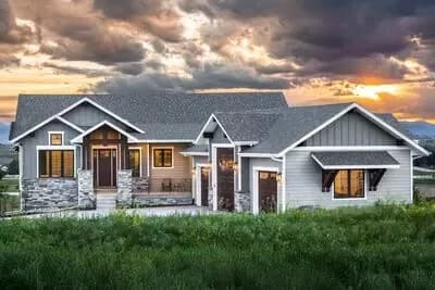 Craftsman Mountain Ranch House Plan: Split Bedrooms and RV Garage