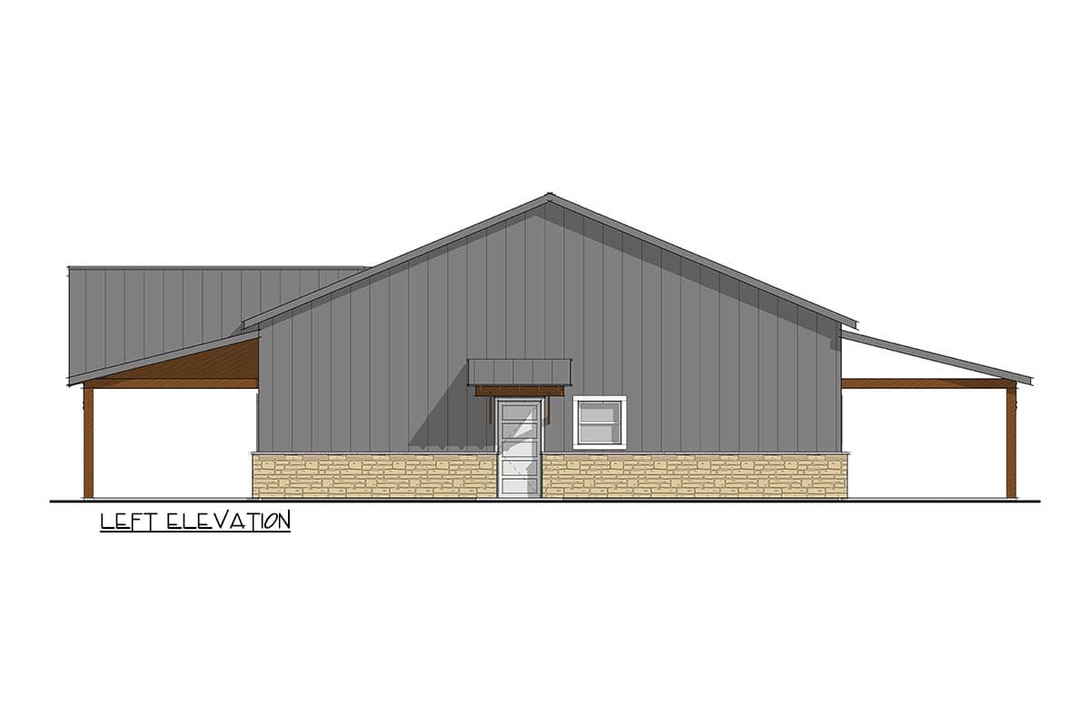 Plan 405051FDC: Modern Barndominium House Plan with 4 Beds, Home Office and Covered Porches - Image #5 - Barndominium