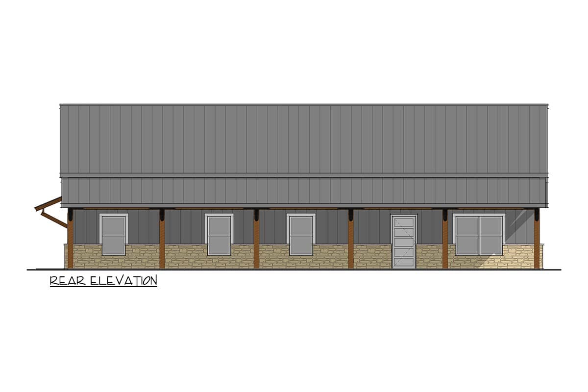 Plan 405051FDC: Modern Barndominium House Plan with 4 Beds, Home Office and Covered Porches - Image #6 - Barndominium