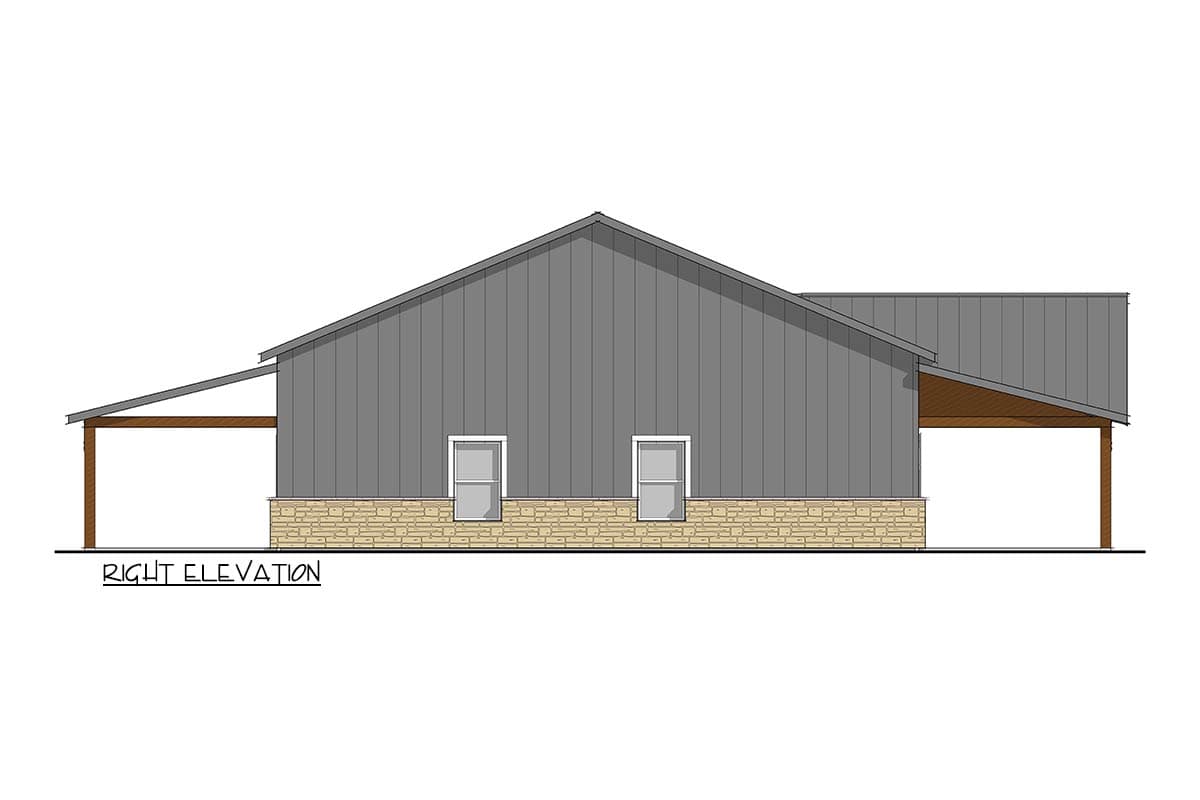 Plan 405051FDC: Modern Barndominium House Plan with 4 Beds, Home Office and Covered Porches - Image #7 - Barndominium