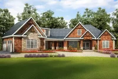 Craftsman Mountain House Plan with Master on Main and Butler Pantry