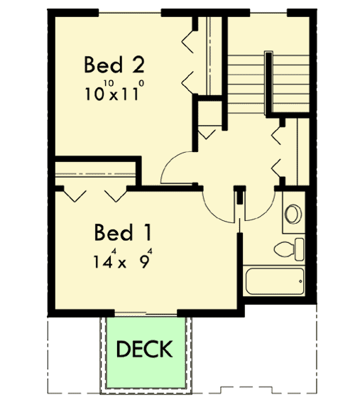 Plan 38022LB: 4 Unit Row Home with Rear Garage - Floor Plan - 2nd Floor