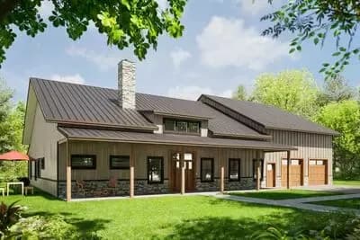 Spacious Farmhouse Barndominium with Vaulted Living Spaces